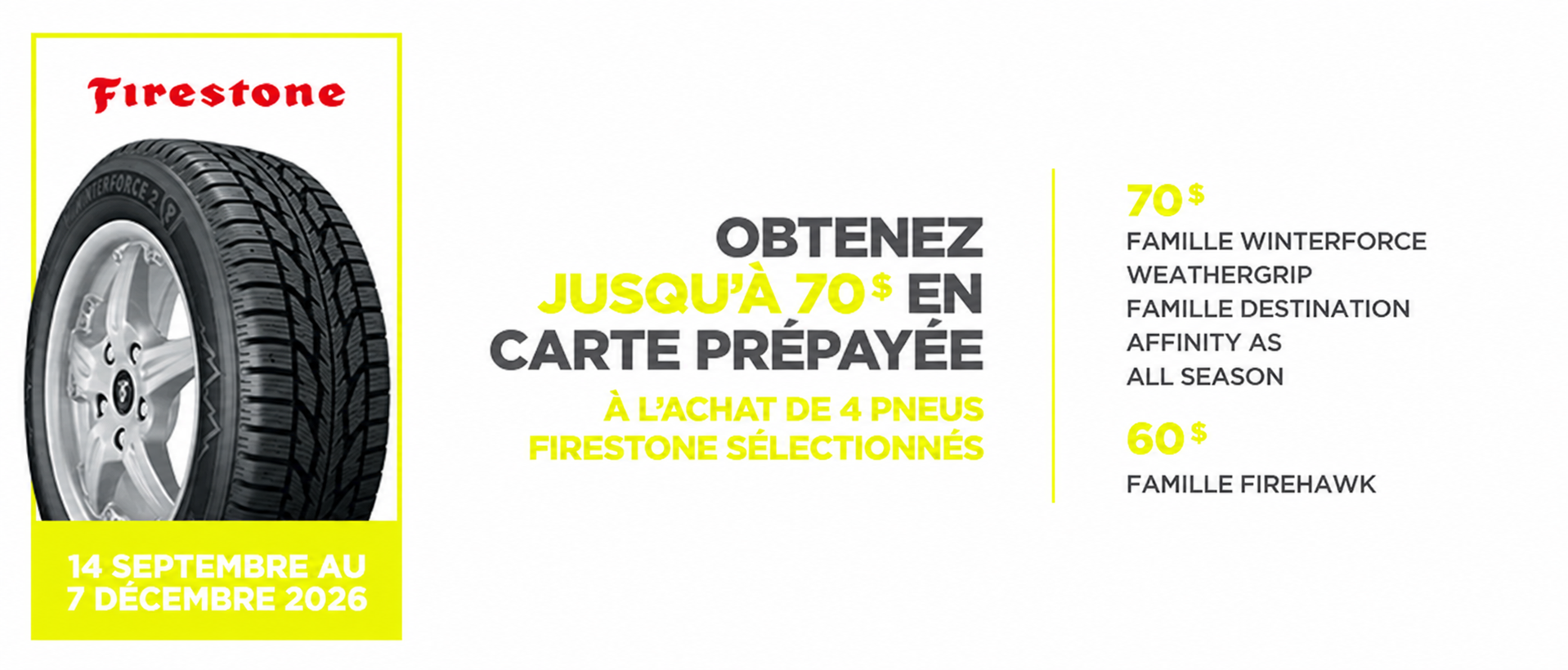Rabais postal Firestone 2026