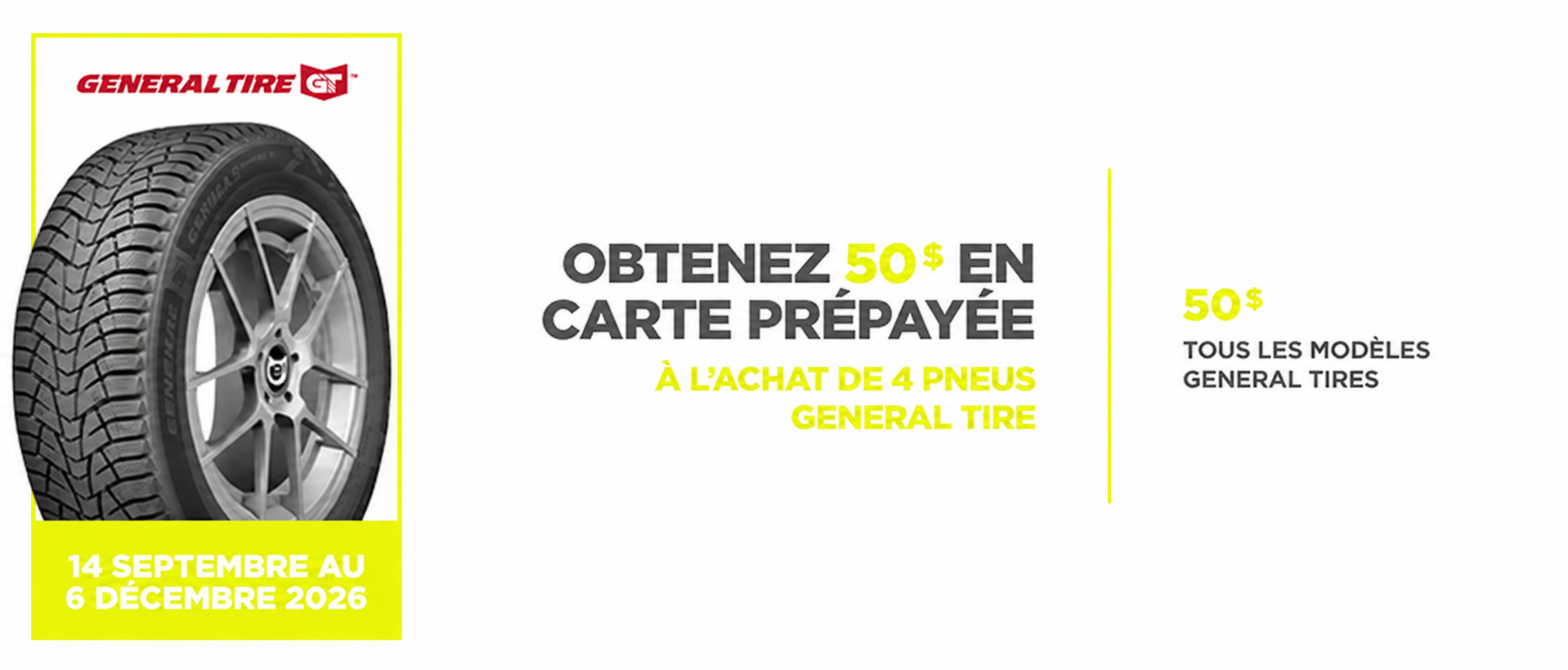 Rabais postal General Tire 2026